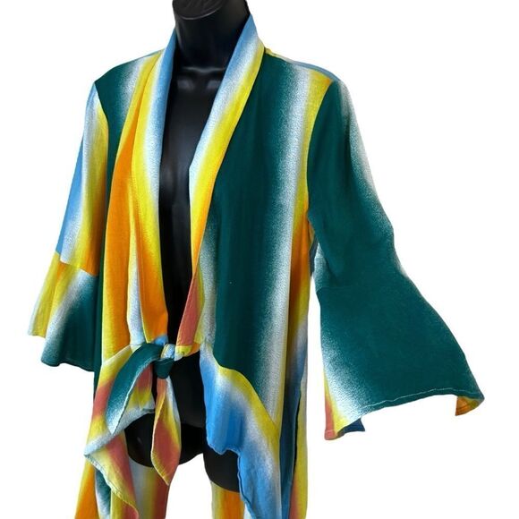 BCBGeneration Striped Tie Front Kimono - Picture 5 of 15